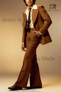 Aristo Mode 70s Brown Flared Men's Suit | Retro Wide Lapel
