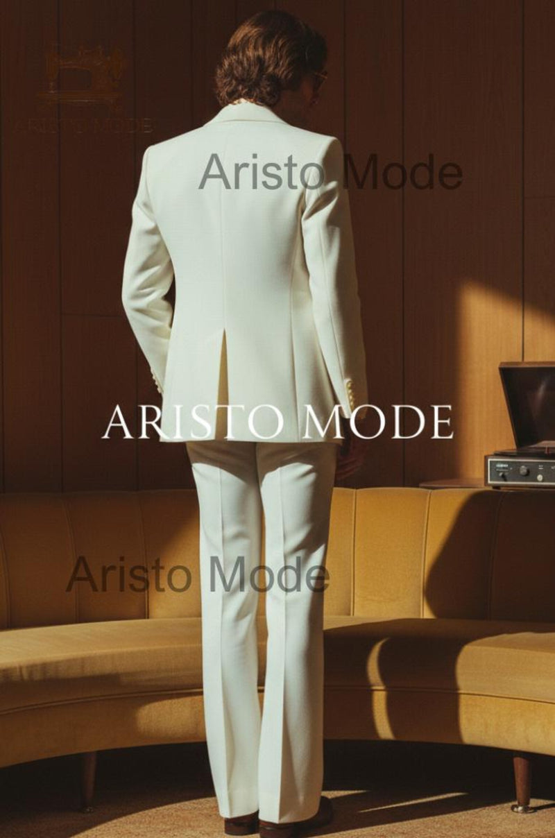 Vintage 70s White Flared Men's Suit | Wide Lapel Bell Bottom Pant