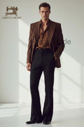 Brown Double-Breasted Blazer with Black Tailored Trousers | Vintage Men's Tailored Outfit