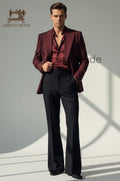 Burgundy Blazer with Black Tailored Trousers | Vintage Men's Formal Outfit
