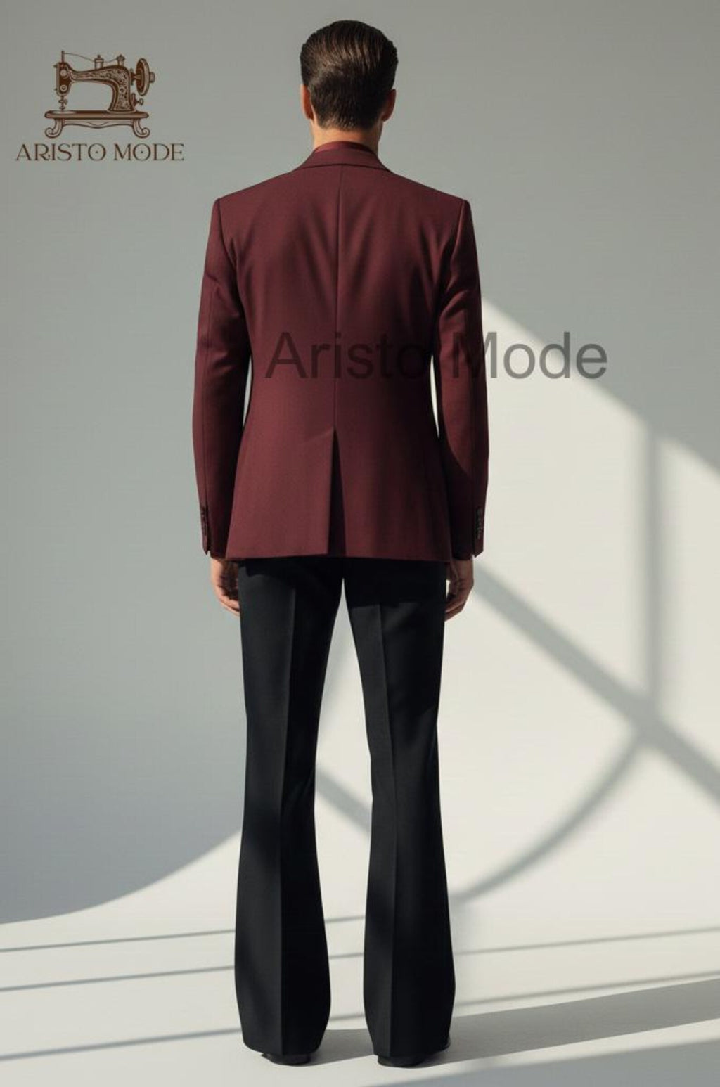 Burgundy Blazer with Black Tailored Trousers | Vintage Men's Formal Outfit