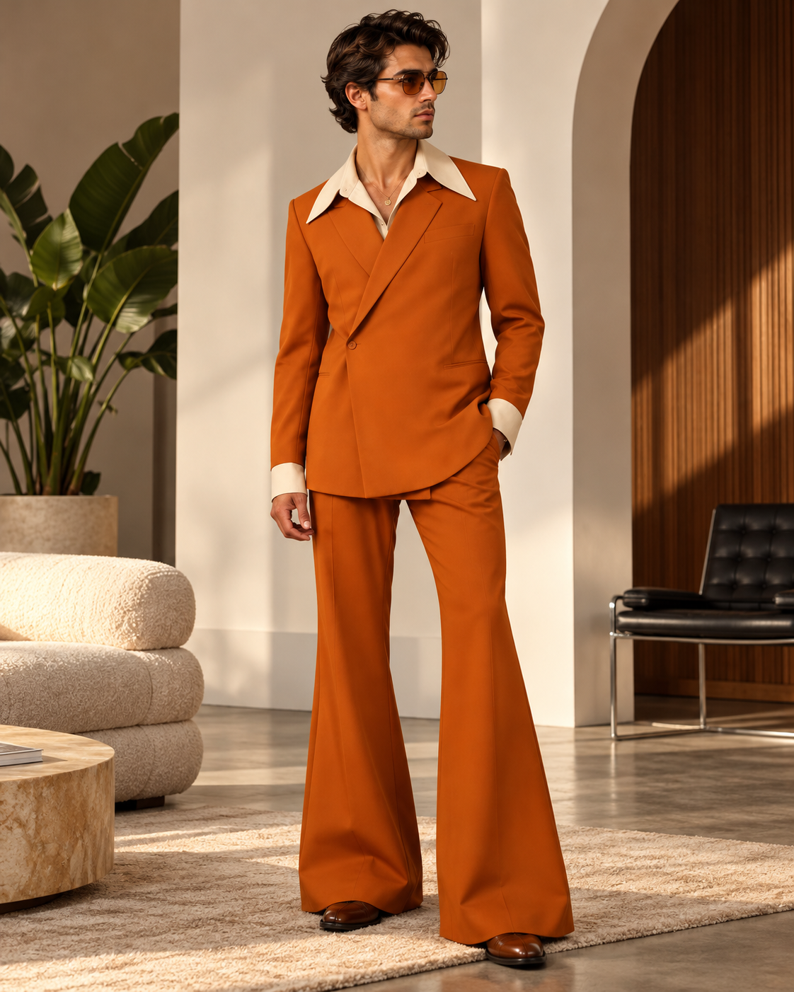 Burnt Orange Vintage 70s Suit,