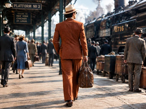 1940s Style Men's Rust Suit