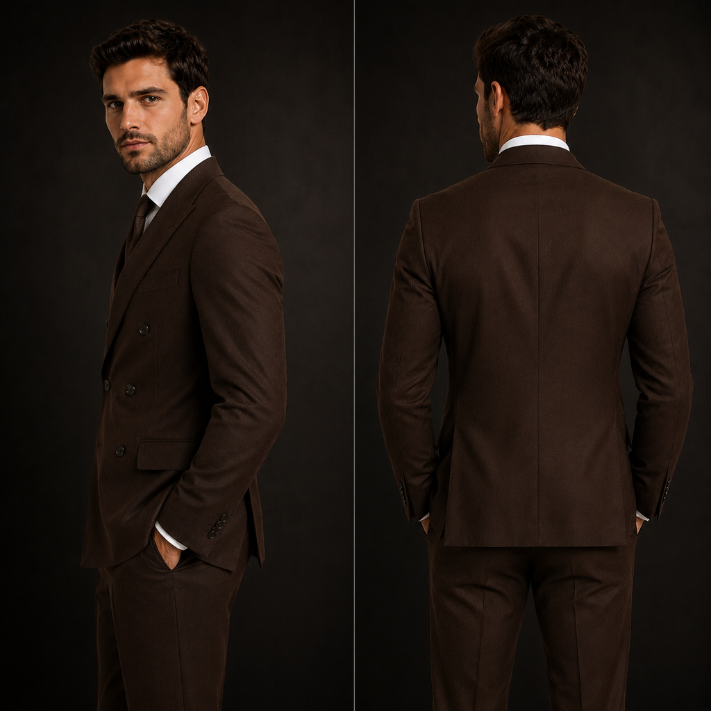 Men's Brown Double Breasted Suit