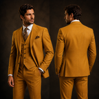 Mustard Yellow Men's 3-Pieice suit - Vintage Wedding Groom Suit
