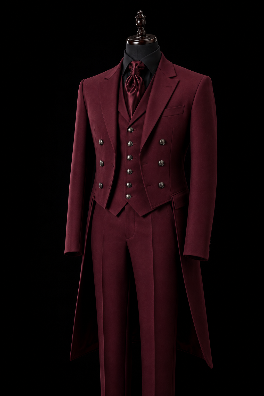 Victorian-inspired burgundy tailcoat suit - 3 Piece Formal Suit