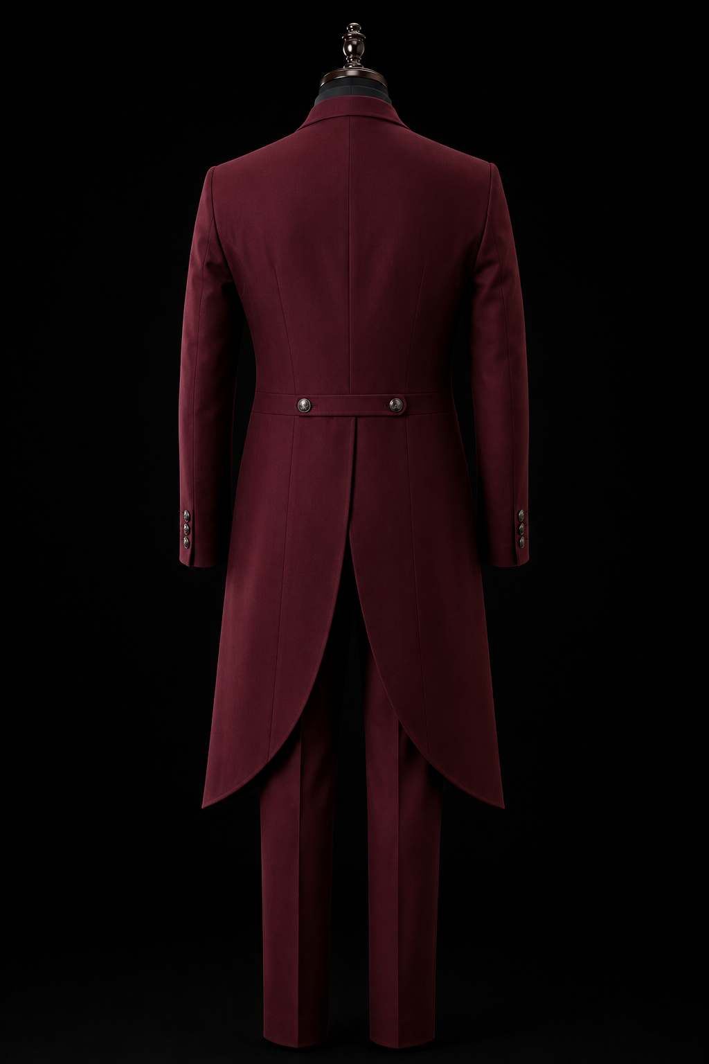 Victorian-inspired burgundy tailcoat suit - 3 Piece Formal Suit