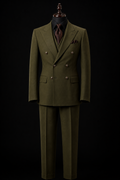 Olive Green Double Breasted Suit Inspired By Iconic 1970s Tailoring