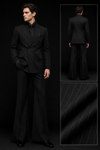 Vintage 50s Men's Pinstripe Suit | Flared Wide-Leg Pant, Double-Breasted Suit For Mens