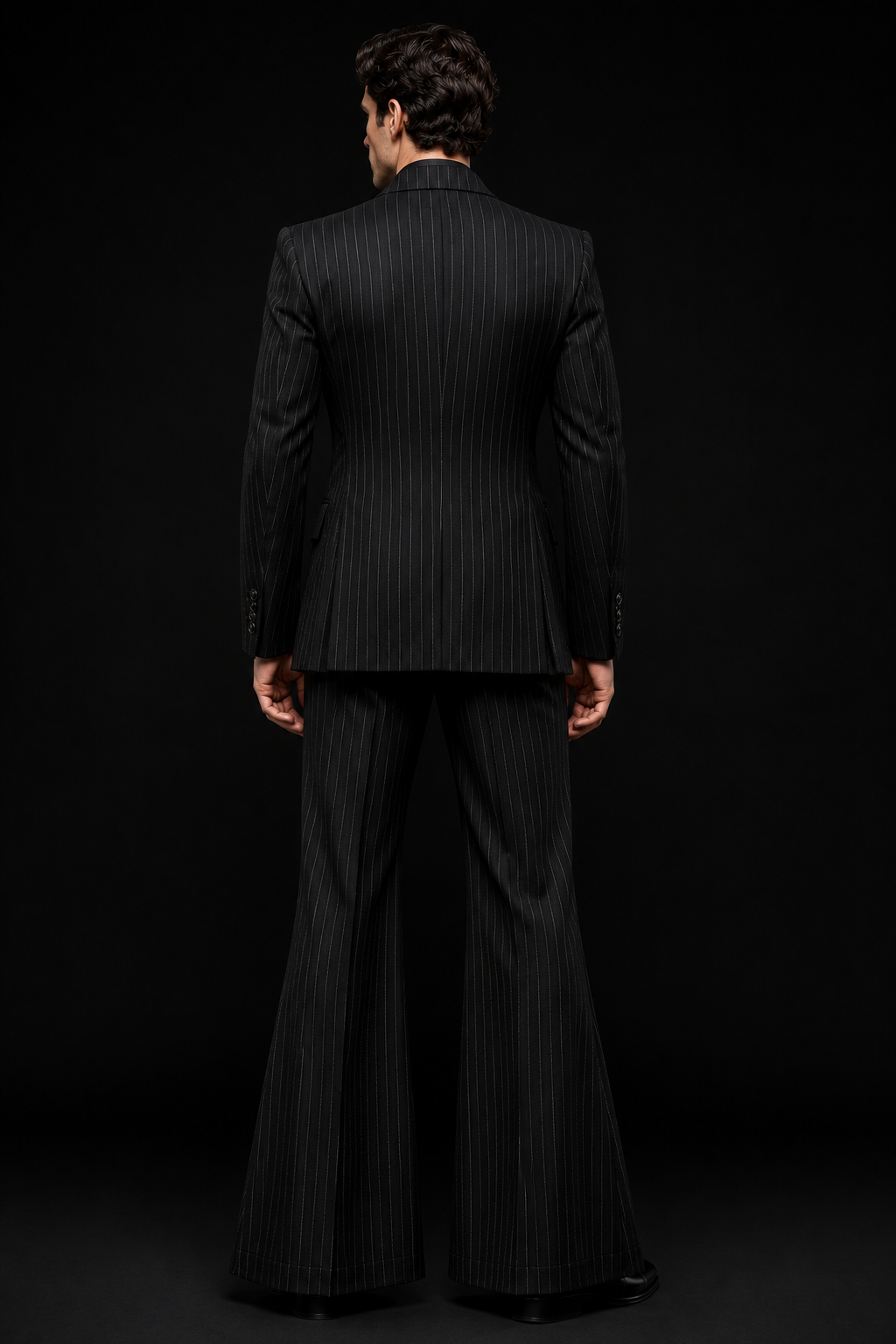 Vintage 50s Men's Pinstripe Suit | Flared Wide-Leg Pant, Double-Breasted Suit For Mens