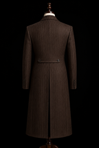 Brown 1920s Pinstripe Double Breasted Long Overcoat for Men – Handmade by Aristo Mode