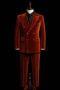 Burnt Orange Velvet Suit for Men | Custom-Tailored Suit with Flared Trousers