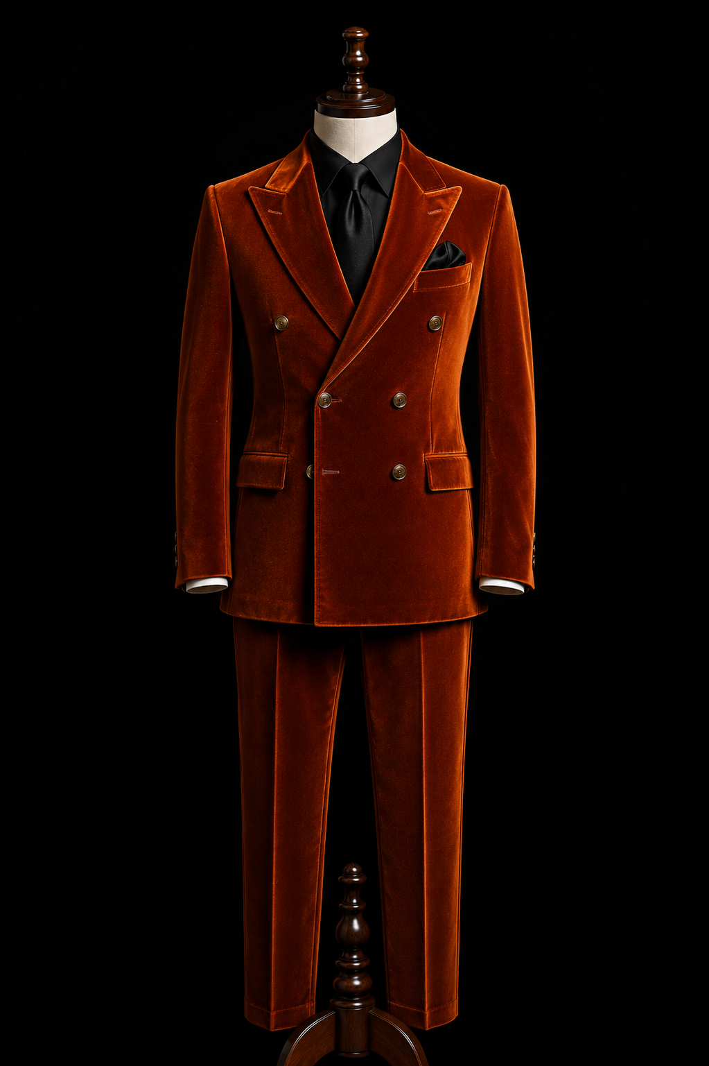 Burnt Orange Velvet Suit for Men | Custom-Tailored Suit with Flared Trousers