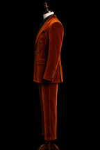 Burnt Orange Velvet Suit for Men | Custom-Tailored Suit with Flared Trousers