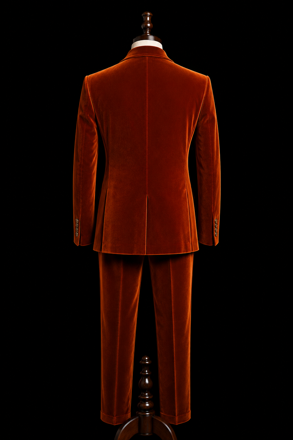 Burnt Orange Velvet Suit for Men | Custom-Tailored Suit with Flared Trousers