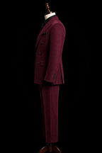 Men's Burgundy Double-Breasted Suit | Custom-Tailored Suit with Flared Trousers