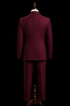 Men's Burgundy Double-Breasted Suit | Custom-Tailored Suit with Flared Trousers