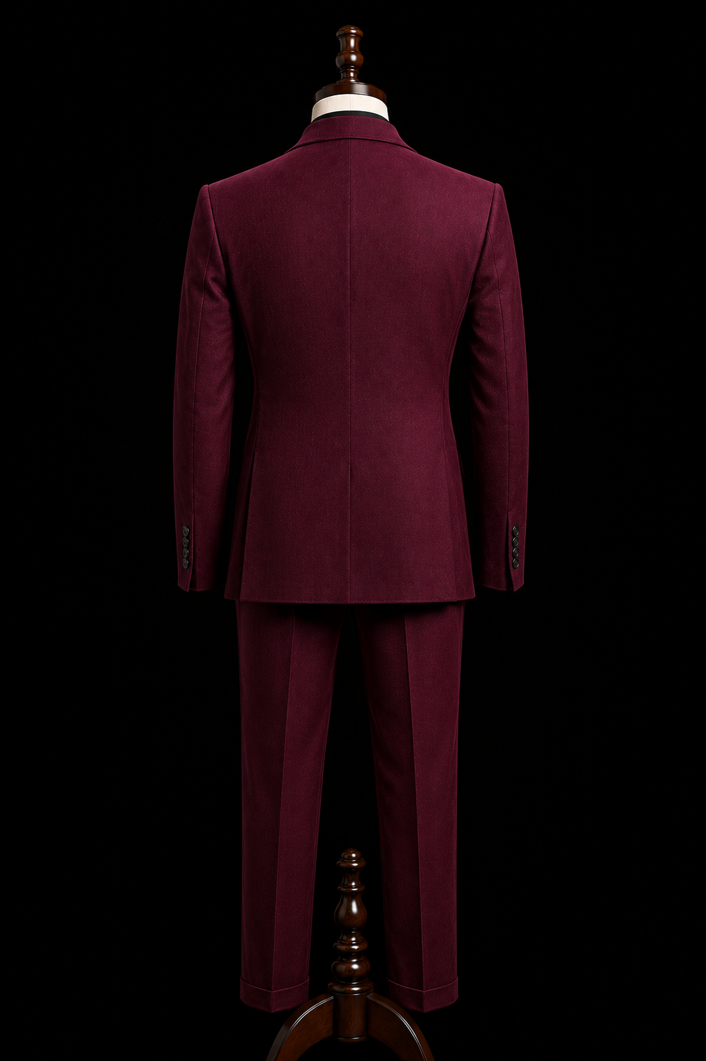 Men's Burgundy Double-Breasted Suit | Custom-Tailored Suit with Flared Trousers