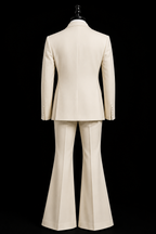 70s Style Ivory Double Breasted Tuxedo for Men | Flared Wide Leg Suit