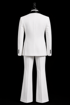 Classic White Tuxedo  With Black Satin Shawl Lapel -  Luxury Party Wear