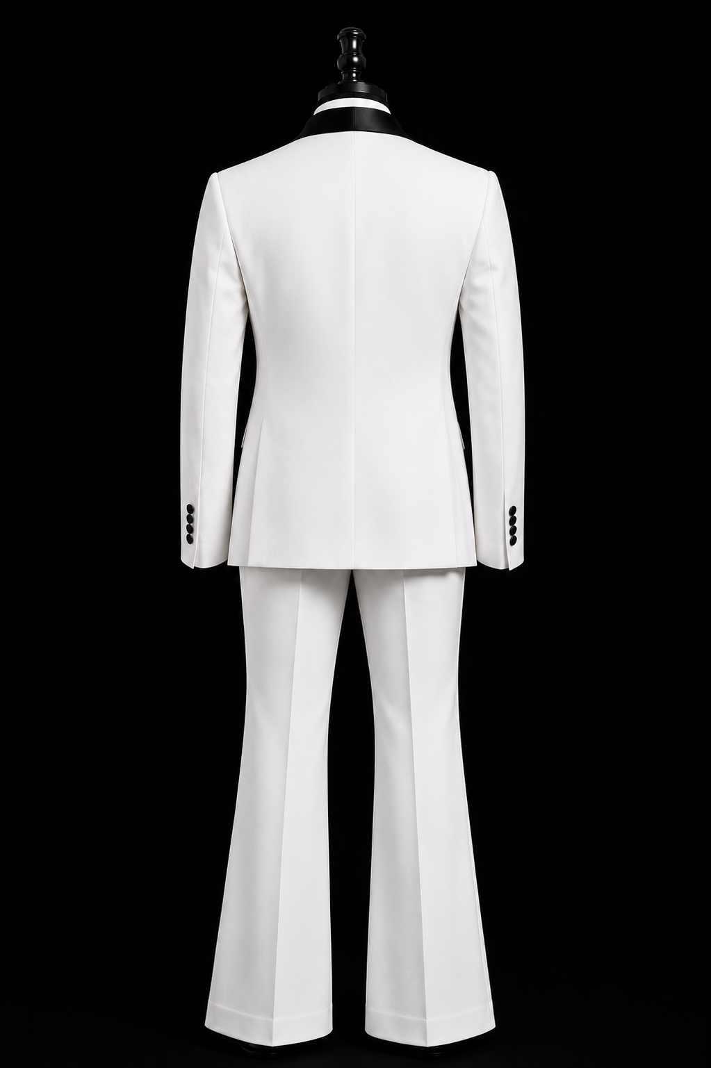Classic White Tuxedo  With Black Satin Shawl Lapel -  Luxury Party Wear