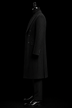 Black Pinstripe Long Overcoat with Black Trouser - Men’s Formal Black Overcoat