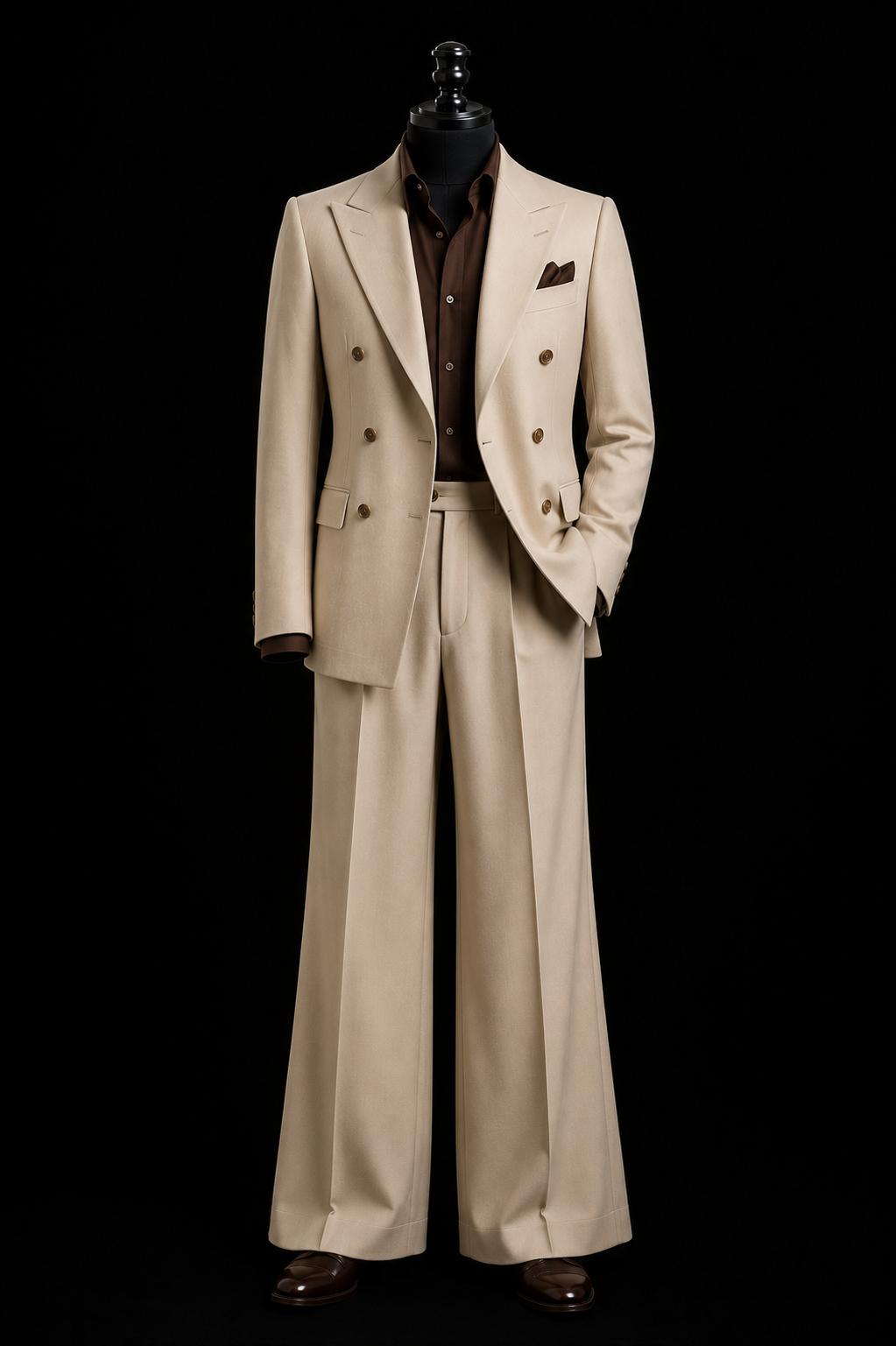 Men’s Cream Vintage Suit - Styled With Rich Brown Shirt
