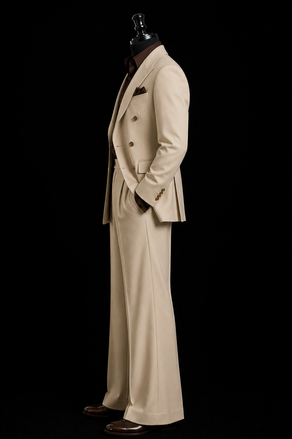 Men’s Cream Vintage Suit - Styled With Rich Brown Shirt