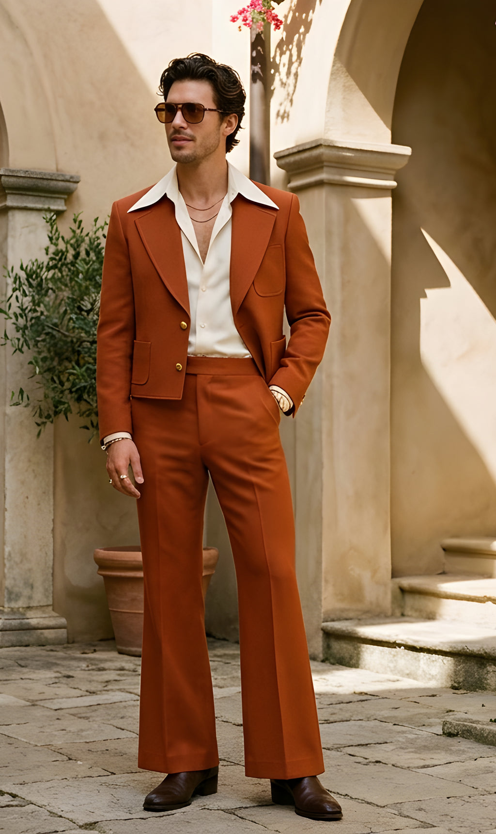 Burnt Orange 70s Men's Suit