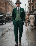 Emerald Green Wool 3 Piece Suit