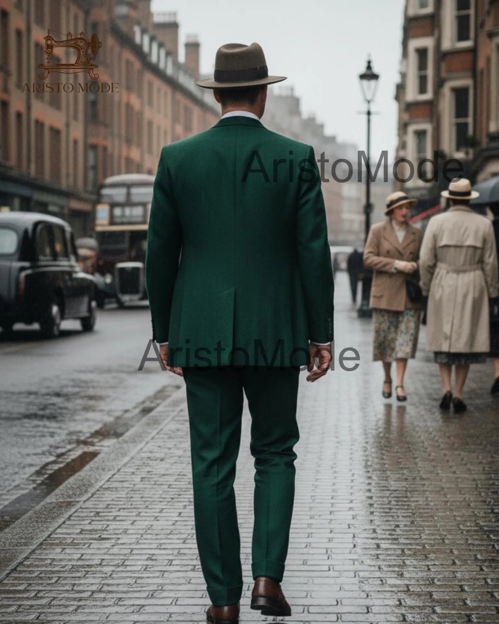 Emerald Green Wool 3 Piece Suit