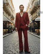 Vintage 70s Burnt Red Men’s 3 Piece Suit