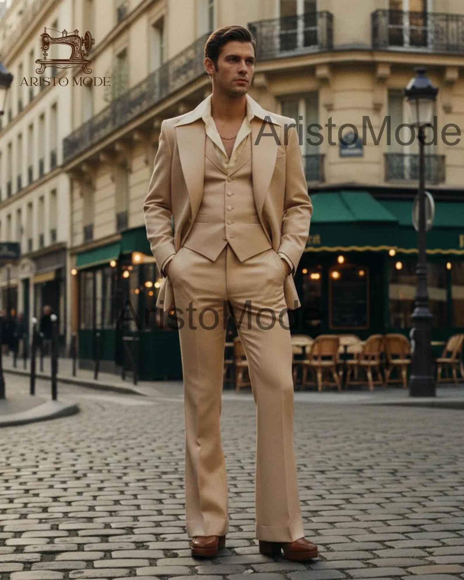 Beige 70s Men’s 3 Piece Suit