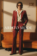 Vintage 70s Men's Flared Suit | Wine Red Two-Piece Set