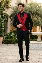 Black & Red Wedding Tuxedo for Men