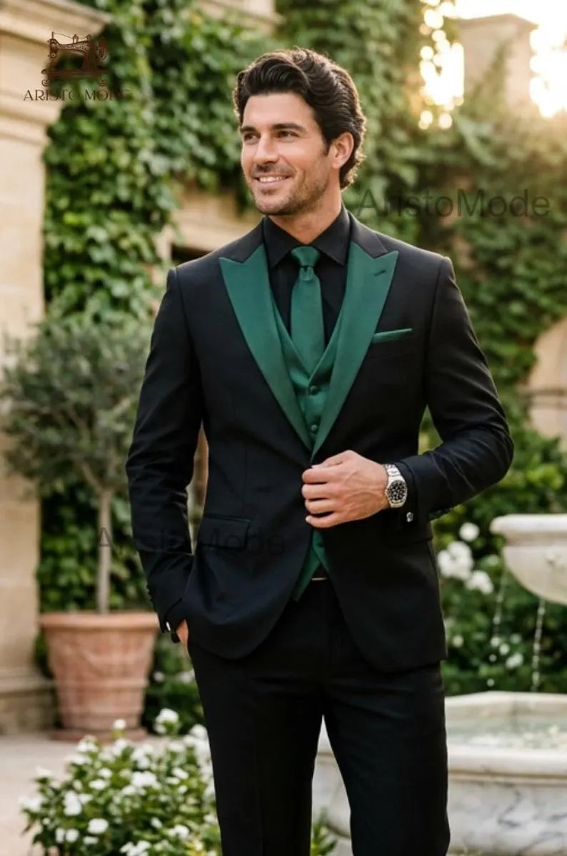 Black Three Piece Suit for Men