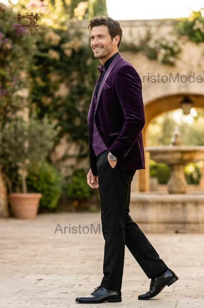 Purple Velvet Tuxedo for Men