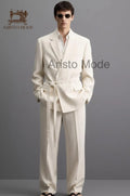 Men’s Ivory Belted Suit