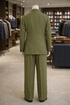 Olive Green Double Breasted Suit for Men