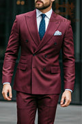 Men's Burgundy Double-Breasted Suit
