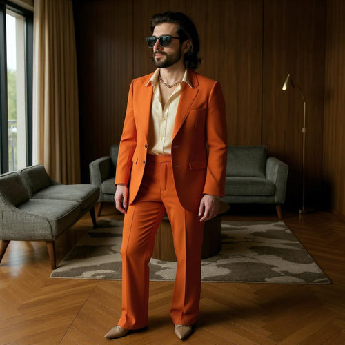 Aristo Burnt Orange Flared Men's Suit | Tailored party wear suit