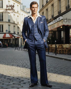 Navy Blue 70s Men’s 3 Piece Suit