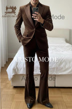Men’s Chocolate Brown Velvet Suit