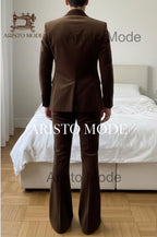 Men’s Chocolate Brown Velvet Suit