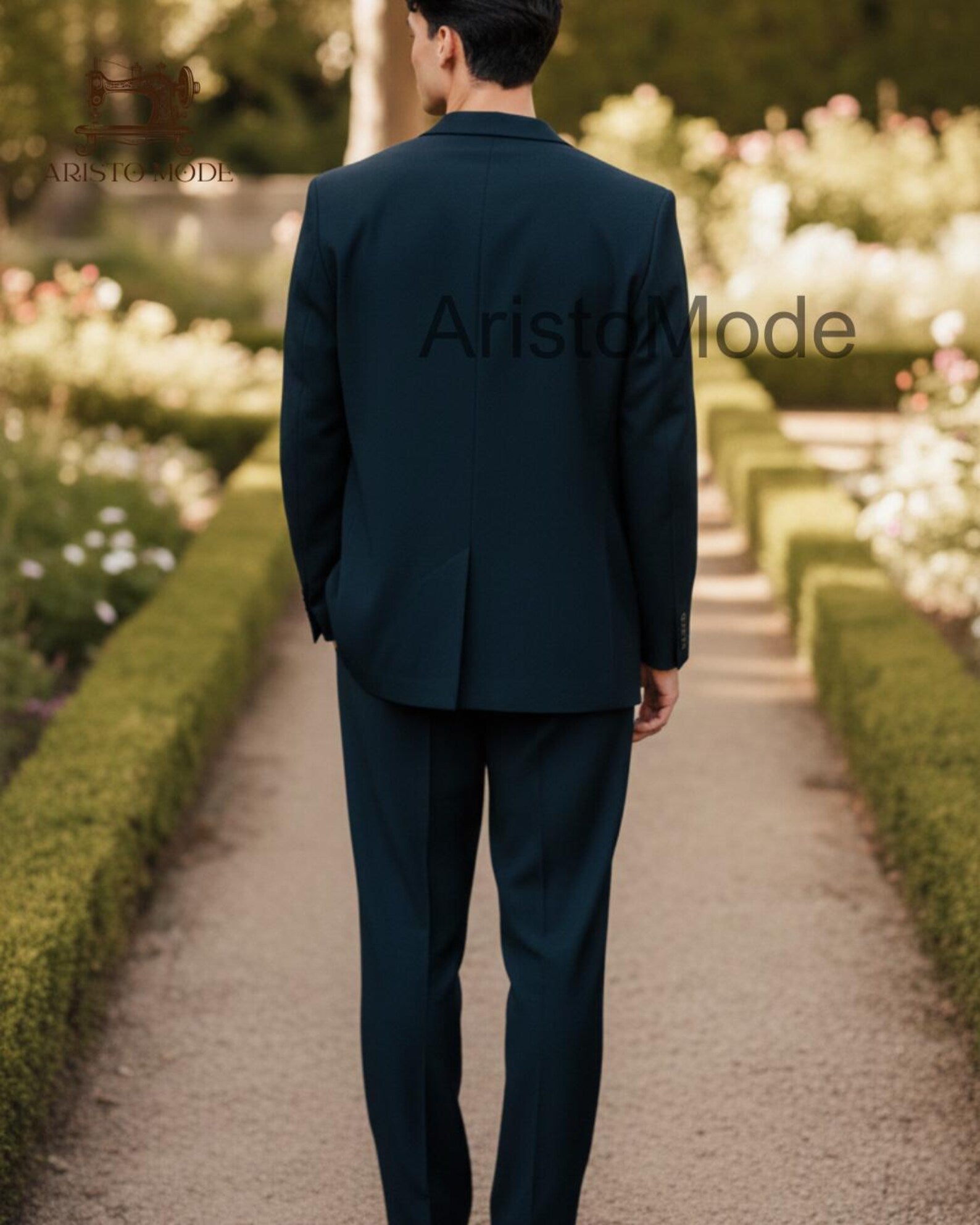 Navy Double Breasted Blazer for Men