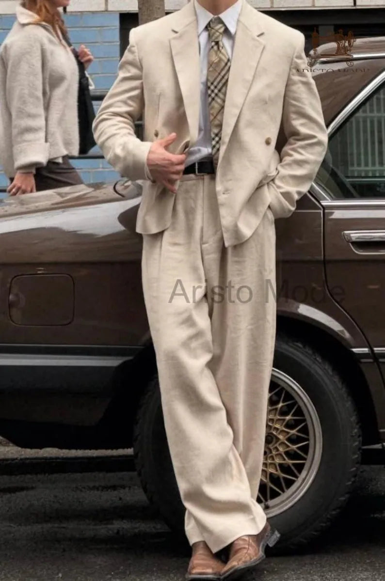 Wide Lapel Blazer, Two-Piece Custom Suit For Men