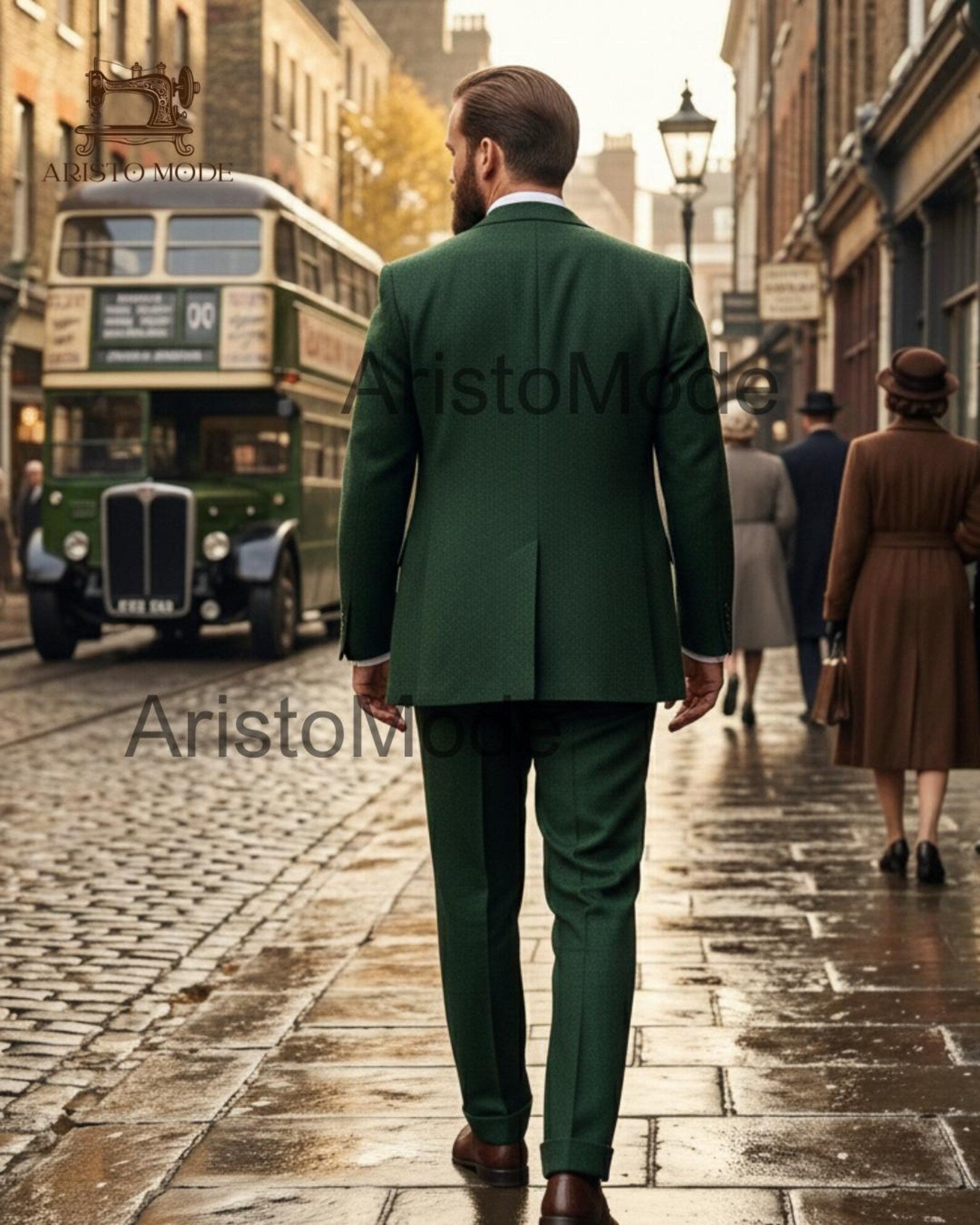 Dark Green 3 Piece Suit for Men