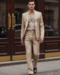 Beige Rayon Men’s Tailored Suit