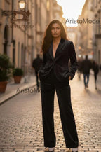 Black Velvet Pantsuit for Women