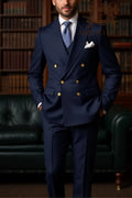 Men's Navy Double-Breasted Suit
